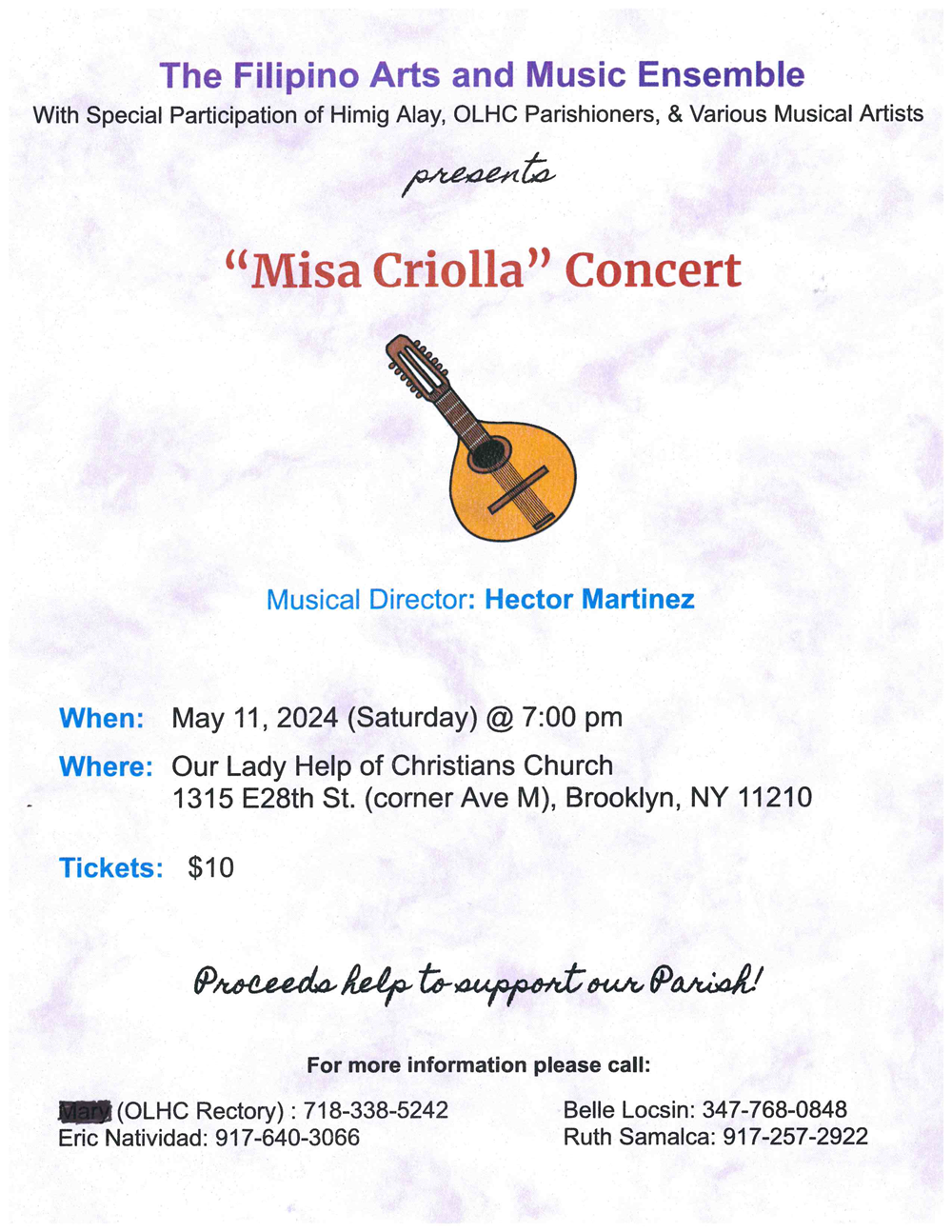 Filipino Misa Criolla Concert May 11 2024