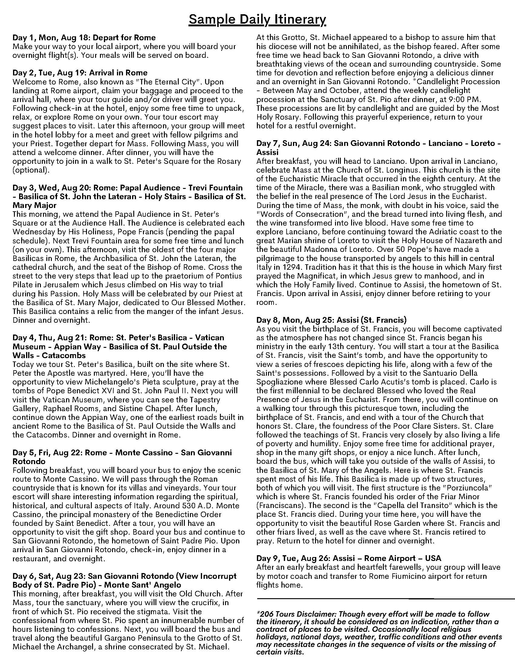 Pilgrimages to Shrines of Italy August 2025 Page 2